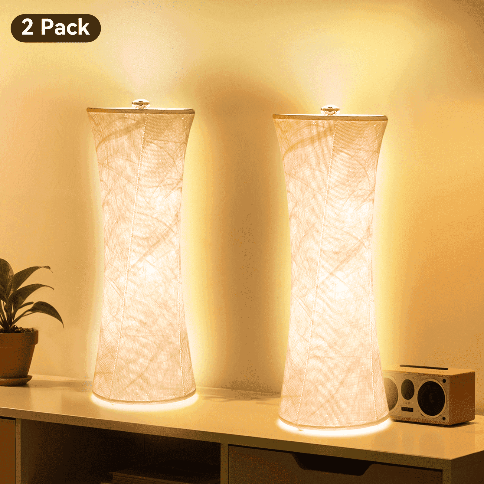 SUNMORY Table Lamps, Modern Dimmable Desk Lamp with 10 Brightnesss Adjustable & 3 Color Temperatures, Warmer Lamp With Tyvek Paper Fabric Lamp Shade, Small Lamp for Reading Nursing Night Light White