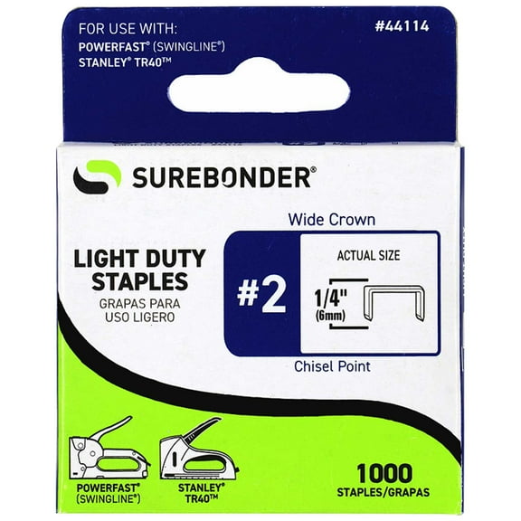 #2 Light Duty Wide Crown Staples - 1/4" - 1000 ct.