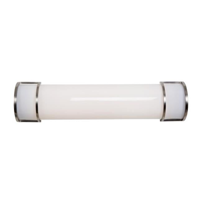 Sleek Satin Nickel 2-Light Fluorescent Vanity with White Glass Shade