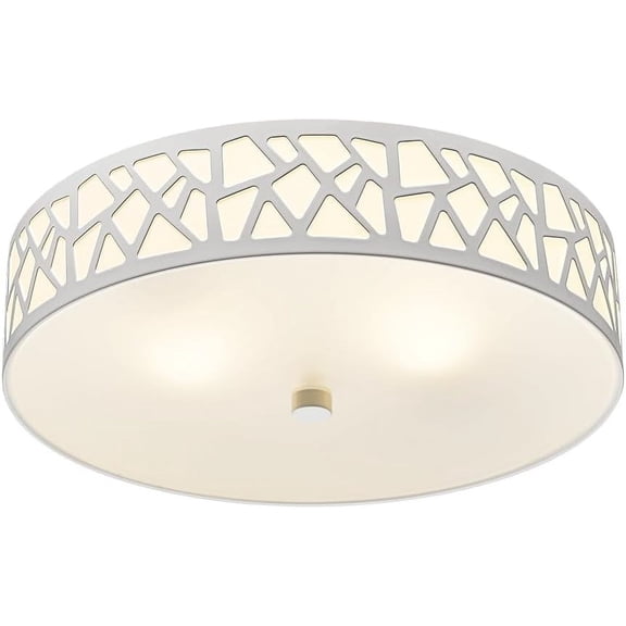 2-Light Flush Mount Ceiling Light, 12 Inch Modern Light Fixtures Ceiling Mount with White Metal and Frosted Glass Shade for Bedroom,Hallway, Kitchen
