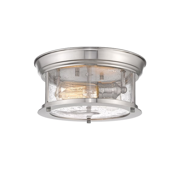 2 Light Flush Mount In Seaside Style 11 Inches Wide By 5.5 Inches High-Brushed Nickel Finish Z-Lite 727F10-Bn
