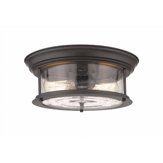 2 Light Flush Mount In Seaside Style 13.5 Inches Wide By 5.5 Inches High-Bronze Finish Z-Lite 727F13-Brz