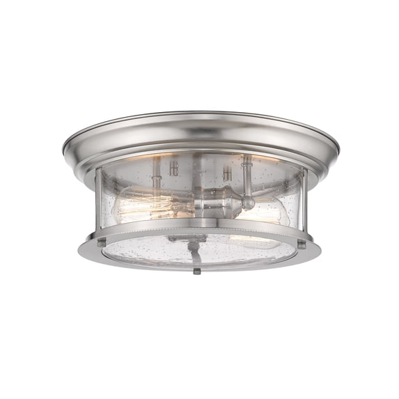 2 Light Flush Mount In Seaside Style 13.5 Inches Wide By 5.5 Inches High-Brushed Nickel Finish Z-Lite 727F13-Bn