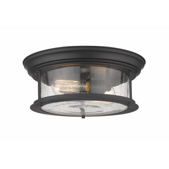 2 Light Flush Mount In Seaside Style 13.5 Inches Wide By 5.5 Inches High-Matte Black Finish Z-Lite 727F13-Mb