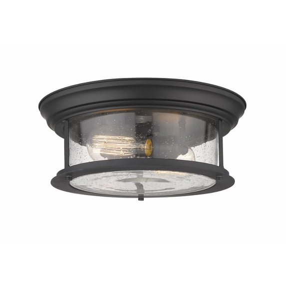 2 Light Flush Mount In Seaside Style 13.5 Inches Wide By 5.5 Inches High-Matte Black Finish Z-Lite 727F13-Mb