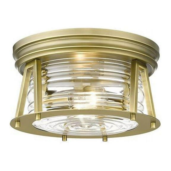 2 Light Flush Mount In Transitional Style-6.5 Inches Tall And 12 Inches Wide-Rubbed Brass  Finish Z-Lite 491F2-Rb