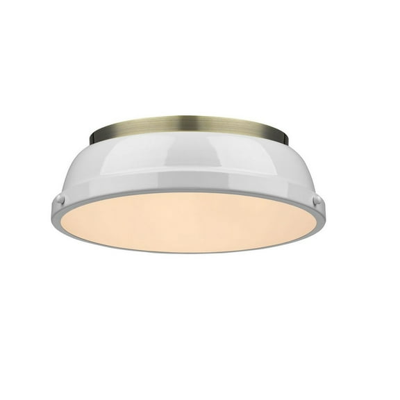 2 Light Flush Mount in Classic Style 4.25 inches High By 14 inches Wide-Aged Brass Finish-White Shade Color Bailey Street Home 170-Bel-4159393