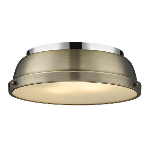 2 Light Flush Mount in Classic Style 4.25 inches High By 14 inches Wide-Chrome Finish-Aged Brass Shade Color Bailey Street Home 170-Bel-4161449