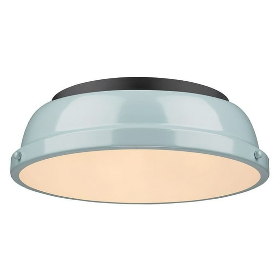 2 Light Flush Mount in Classic Style 4.25 inches High By 14 inches Wide-Matte Black Finish-Sea Foam Shade Color Bailey Street Home 170-Bel-4159398