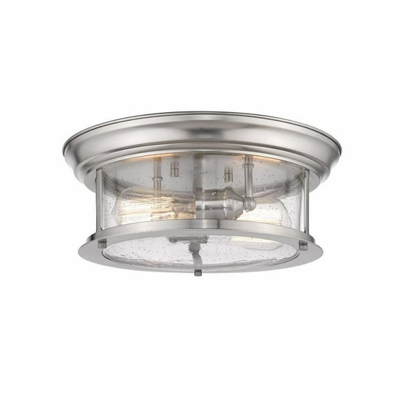 2 Light Flush Mount in Seaside Style 13.5 inches Wide By 5.5 inches High-Brushed Nickel Finish Bailey Street Home 372-Bel-4314821