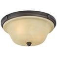 thumbnail image 1 of 2 Light Flush Oil Rubbed Bronze Finish with Amber Alabaster Glass, 1 of 2