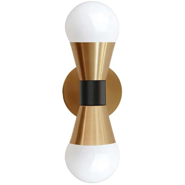 Aged Brass and Black Modern Dimmable Wall Sconce