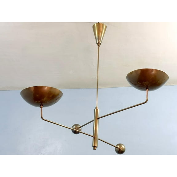 2 Light Italian Style Raw Brass Sputnik Chandelier | Ceiling Light Modern Chandelier Light Fixture