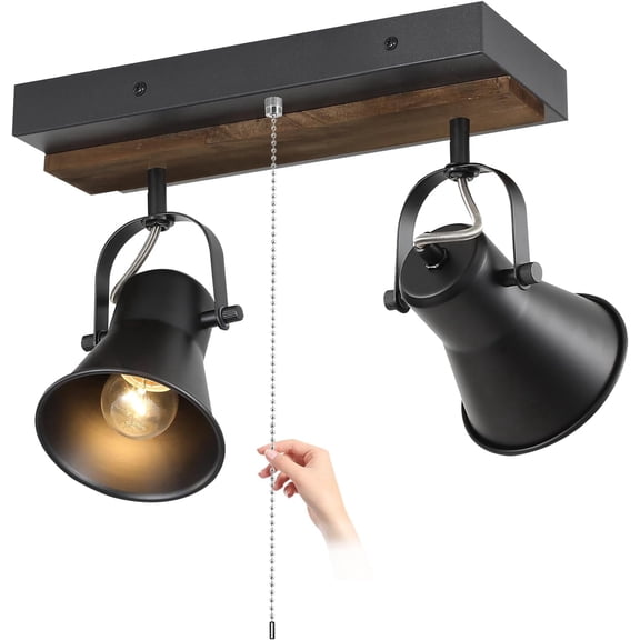 2 Light Kitchen Lighting fixtures Ceiling,Adjustable Ceiling Light with Pull Chain,Farmhouse Track Lighting fixtures Ceiling for Dining Room, Hallway,Bathroom