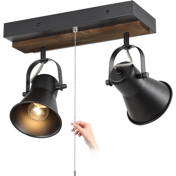 2 Light Kitchen Lighting fixtures Ceiling,Adjustable Ceiling Light with Pull Chain,Farmhouse Track Lighting fixtures Ceiling for Dining Room, Hallway,Bathroom