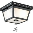 2Light Matte Black Motion Sensing Outdoor Flush Mount Light with White