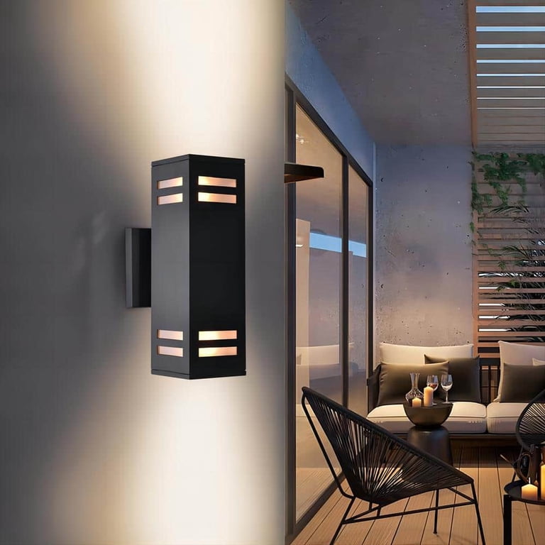 2 Pack Outdoor Wall Sconce Lights - Dusk To Dawn Sensor, IP65 Waterproof, Matte Black