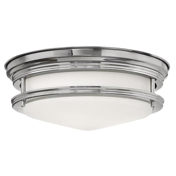 2 Light Medium Flush Mount in Traditional-Transitional-Coastal Style 12 inches Wide By 4.75 inches High-Chrome Finish-Etched Opal Glass