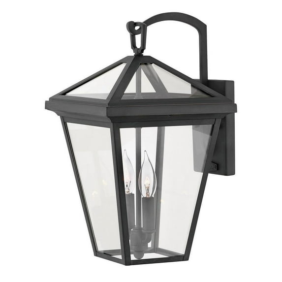 2 Light Medium Outdoor Wall Lantern in Traditional Style 10 inches Wide By 17.5 inches High-Museum Black Finish-Incandescent Lamping Type Bailey
