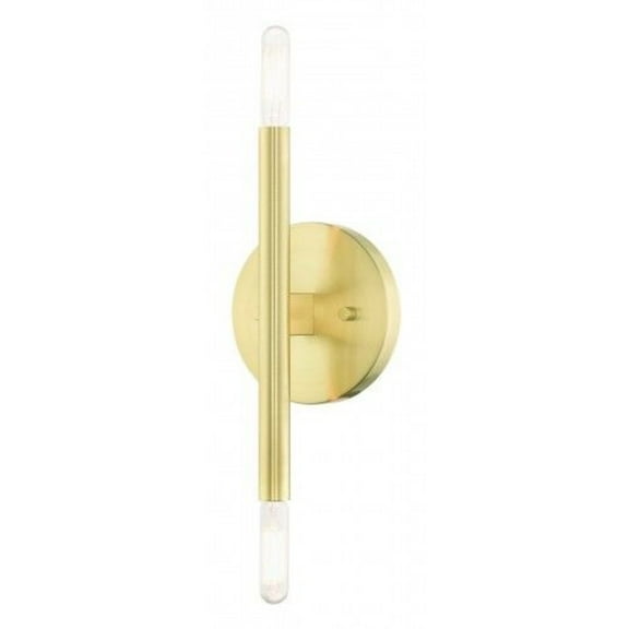 2 Light Mid-Century Modern Steel Ada Wall Sconce-5.13 inches H By 16.25 inches W-Satin Brass Finish Bailey Street Home 218-Bel-4362921