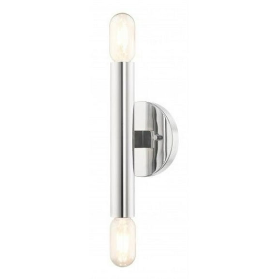 2 Light Mid-Century Modern Steel Ada Wall Sconce-9.88 inches H By 5.13 inches W-Polished Chrome Finish Bailey Street Home 218-Bel-4362922