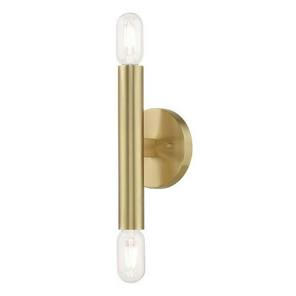 2 Light Mid-Century Modern Steel Ada Wall Sconce-9.88 inches H By 5.13 inches W-Satin Brass Finish Bailey Street Home 218-Bel-4432588