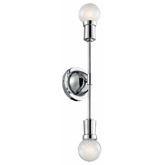 2 Light Mid-Century Up-Down Modern Steel Wall Bracket with Orb Shaped Glass-16.75 inches H By 5 inches W-Chrome Finish Bailey Street Home