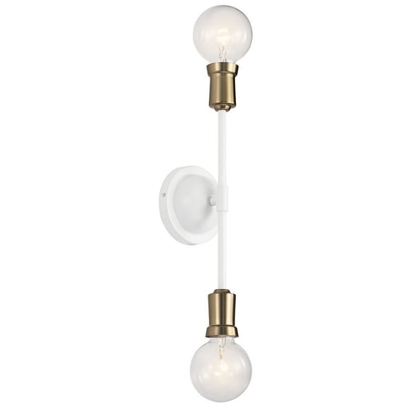 2 Light Mid-Century Up-Down Modern Steel Wall Bracket with Orb Shaped Glass-16.75 inches H By 5 inches W-White Finish Bailey Street Home