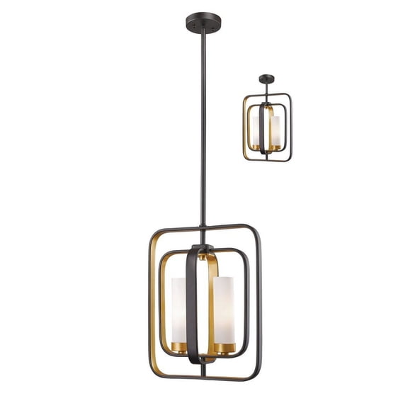 2 Light Mini Pendant In Architectural Style 11 Inches Wide By 14.75 Inches High-Bronze Gold Finish Z-Lite 6000Mp-Bzgd