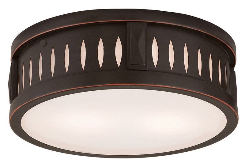 2 Light Olde Bronze Ceiling Light fixture with Hand Blown Satin Opal White Glass Shade