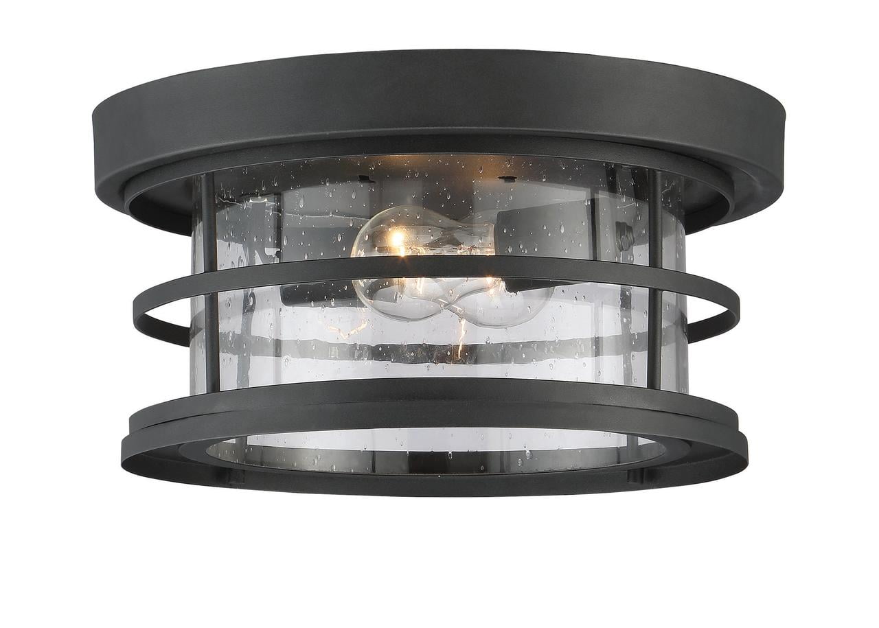 Black Glass 13" Nautical Flush Mount Ceiling Light