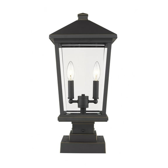 2 Light Outdoor Post Mount Lantern In Transitional Style 12 Inches Wide By 22 Inches High Z-Lite 568Phbs-Sqpm-Orb