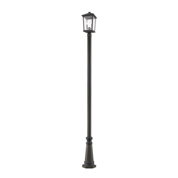 Z-Lite Beacon 2 Light 103" Clear Glass Aluminum Outdoor Lamp Post in Bronze