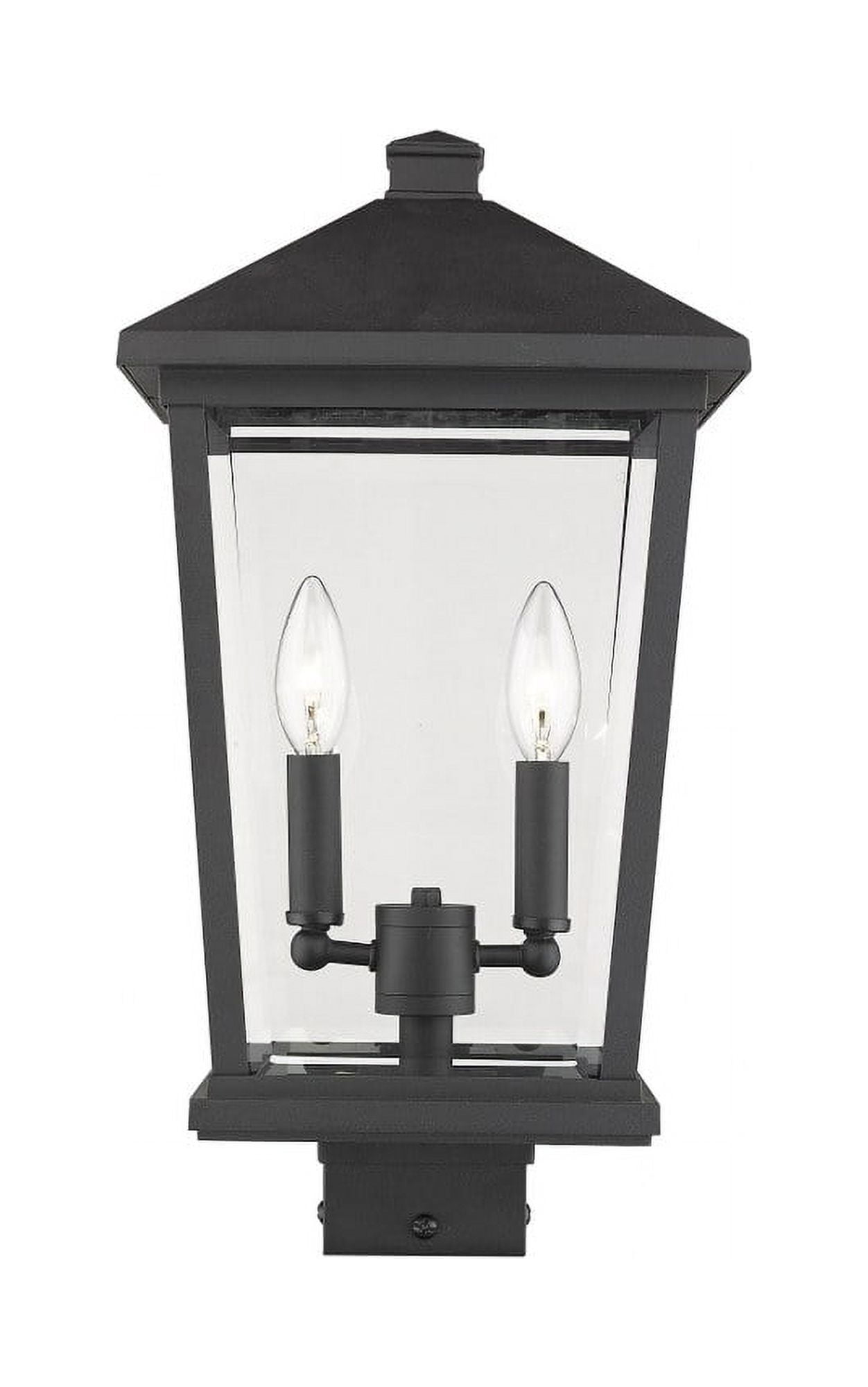 Z-Lite Beacon 2 Light 20" Glass Aluminum Outdoor Lamp Post Fixture in Black