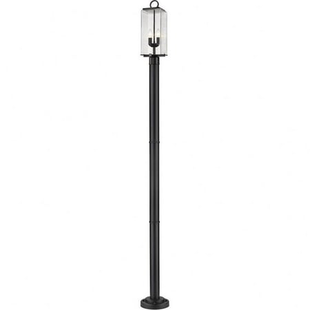 2 Light Outdoor Post Mount in Contemporary Style-94 inches Tall and 9 inches Wide-Black Finish-Seedy Glass Color Bailey Street Home 372-Bel-4620124