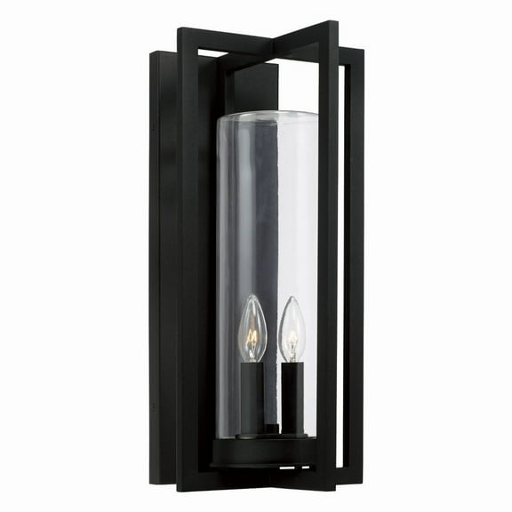 2 Light Outdoor Wall Lantern In Minimalist Style-20 Inches Tall And 9.5 Inches Wide Capital Lighting 948221Bk
