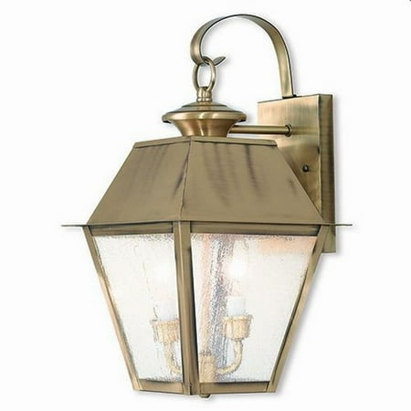 2 Light Outdoor Wall Lantern in Coastal Style 12 inches Wide By 23.5 inches High-Antique Brass Finish Bailey Street Home 218-Bel-2255885