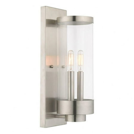 2 Light Outdoor Wall Lantern in Coastal Style 5 inches Wide By 15.75 inches High-Brushed Nickel Finish Bailey Street Home 218-Bel-3110371