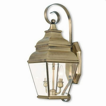 2 Light Outdoor Wall Lantern in Farmhouse Style 8 inches Wide By 21.5 inches High-Antique Brass Finish Bailey Street Home 218-Bel-2255864