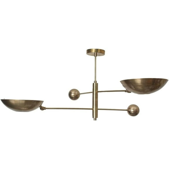2 Light Pendant Mid Century Modern Antique Brass Sputnik Chandelier Light Fixture (Antique)