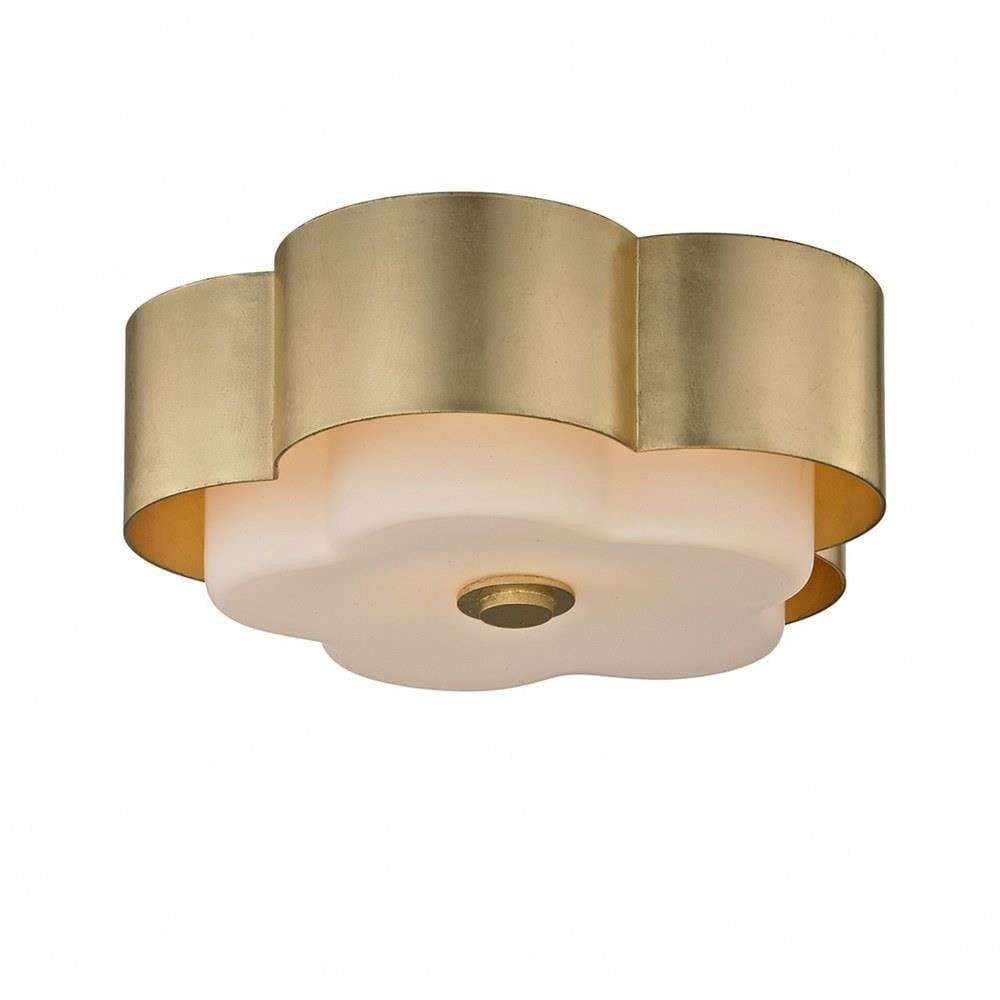 Gold Leaf Glass 2-Light Flush Mount Ceiling Fixture
