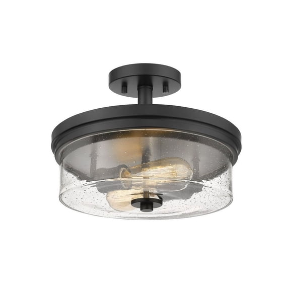 2 Light Semi-Flush Mount In Art Moderne Style 13 Inches Wide By 9.75 Inches High-Matte Black Finish Z-Lite 464Sf-Mb