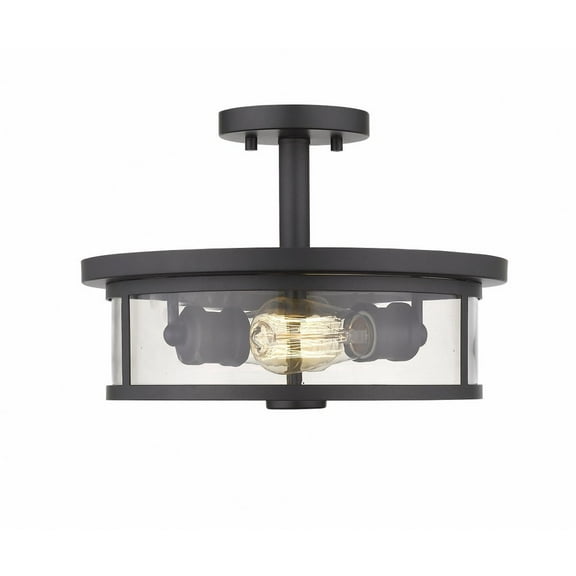 2 Light Semi-Flush Mount In Transitional; Style 13.75 Inches Wide By 9.75 Inches High-Bronze Finish-Clear Glass Color Z-Lite 462Sf14-Brz