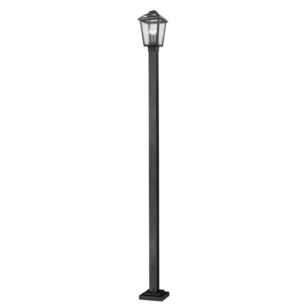 Bronze and Glass 2-Light Semi-Flush Mount Ceiling Fixture
