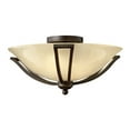 thumbnail image 1 of 2 Light Small Flush Mount In Transitional Style 16.75 Inches Wide By 8 Inches High-Olde Bronze Finish-Light Amber Seedy Glass Color-Incandescent, 1 of 5