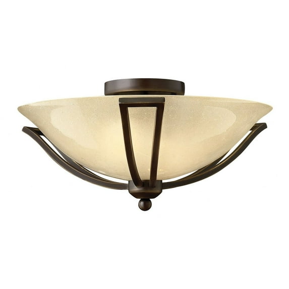 2 Light Small Flush Mount In Transitional Style 16.75 Inches Wide By 8 Inches High-Olde Bronze Finish-Light Amber Seedy Glass Color-Incandescent