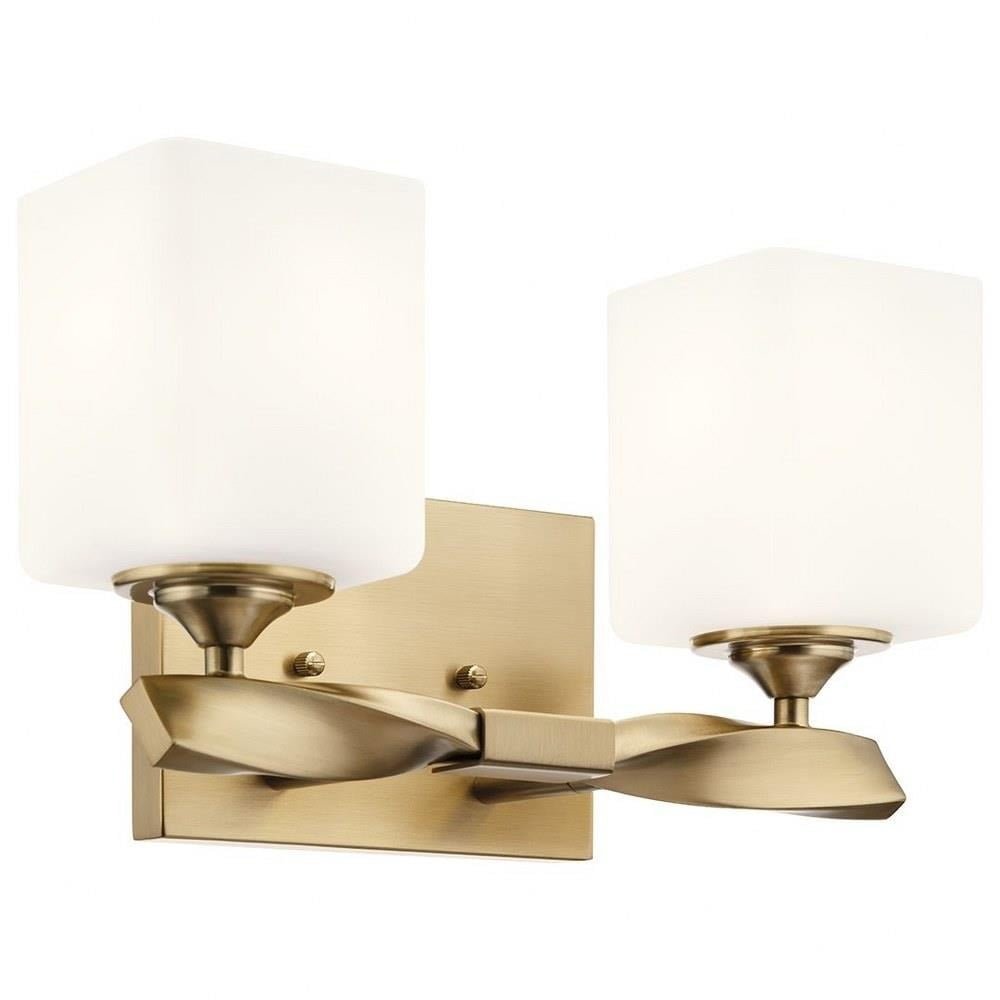 2 Light Soft Vanity Light Approved for Damp Locations with Soft Contemporary Inspirations 7.75 inches Tall By 13.5 inches Wide-Champagne Bronze Finish