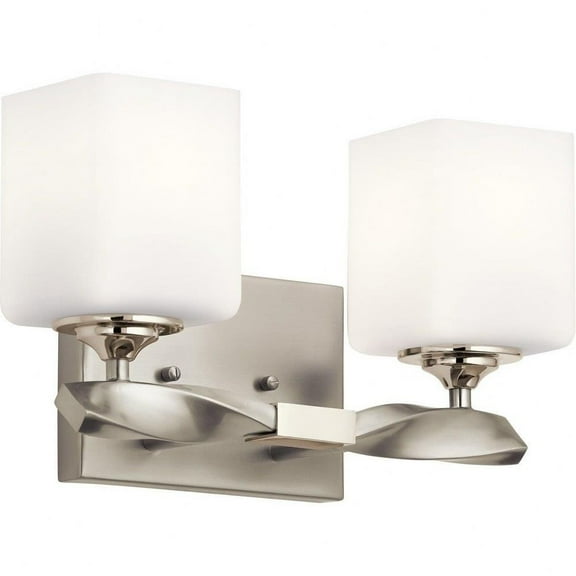 2 Light Soft Vanity Light Damp Location Rated with Soft Contemporary Style 7.75 inches Tall By 13.5 inches Wide-Brushed Nickel Finish Bailey Street