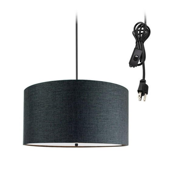 2 Light Swag Plug-In Pendant 16"w Granite Gray with Diffuser, Black Cord