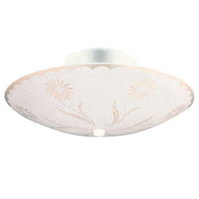 2-Light Textured Floral Ceiling Mount, White Finish